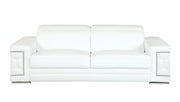 89" White Italian Leather Sofa With Silver Legs-0