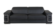 89" Black Italian Leather Sofa With Silver Legs-0