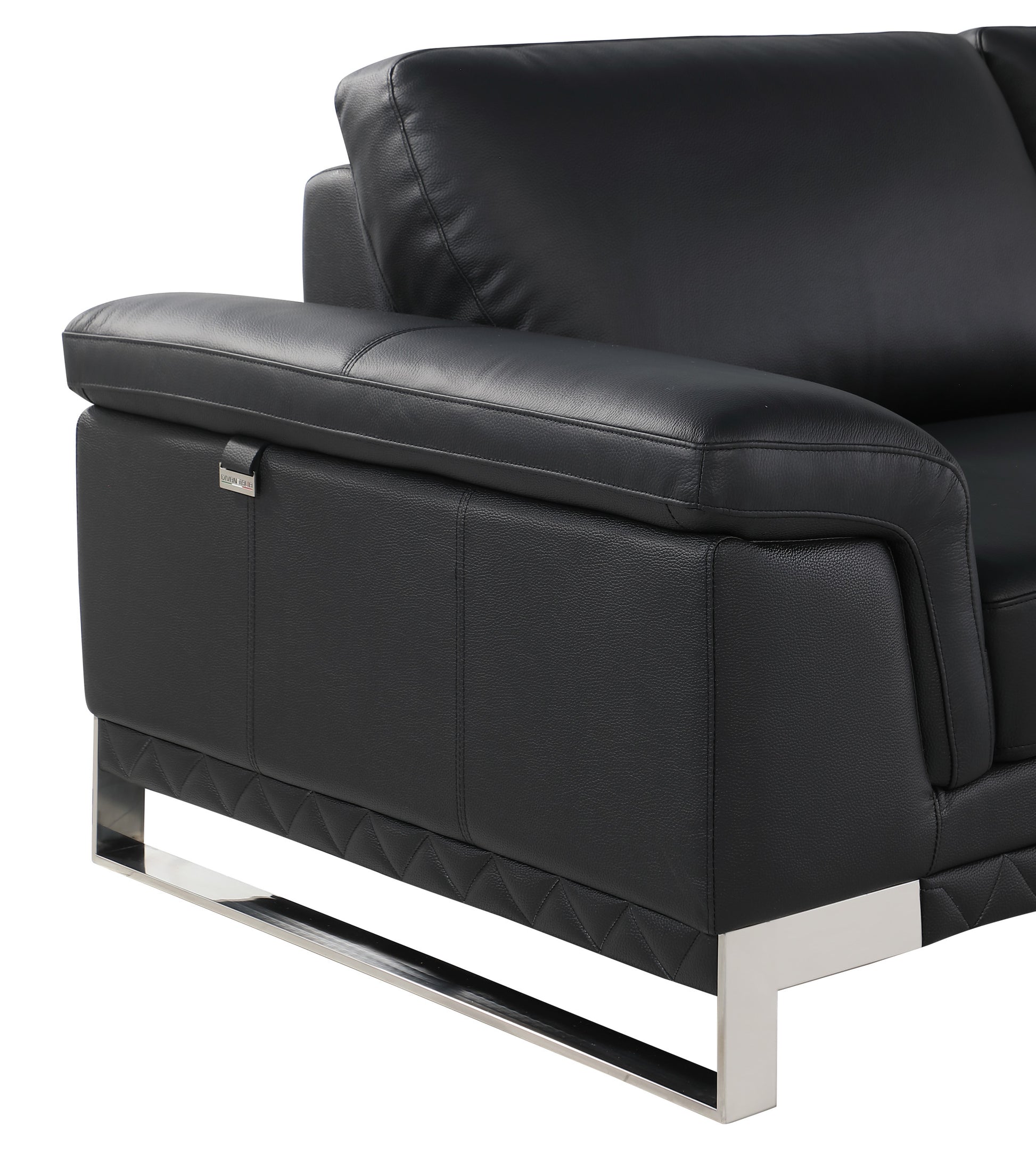 73" Black And Silver Genuine Leather Love Seat-7