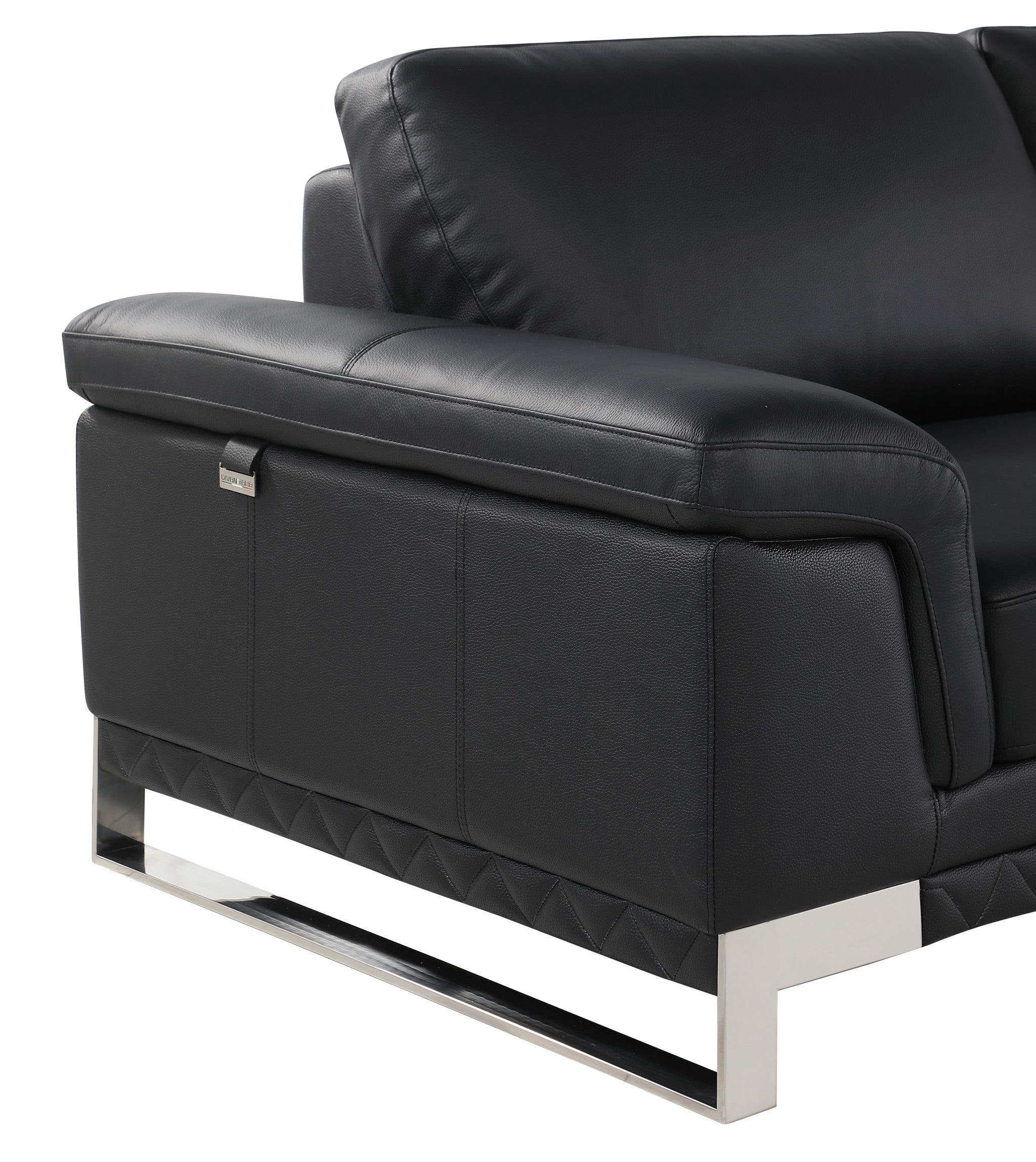 73" Black And Silver Genuine Leather Love Seat-7