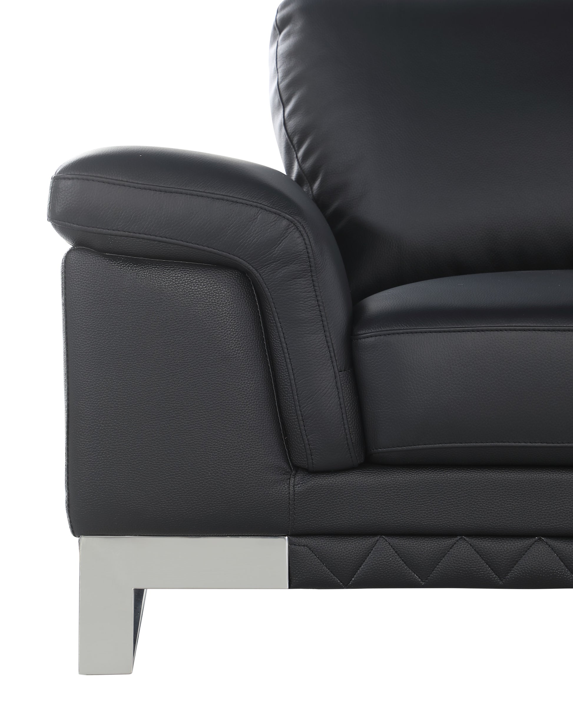 73" Black And Silver Genuine Leather Love Seat-8