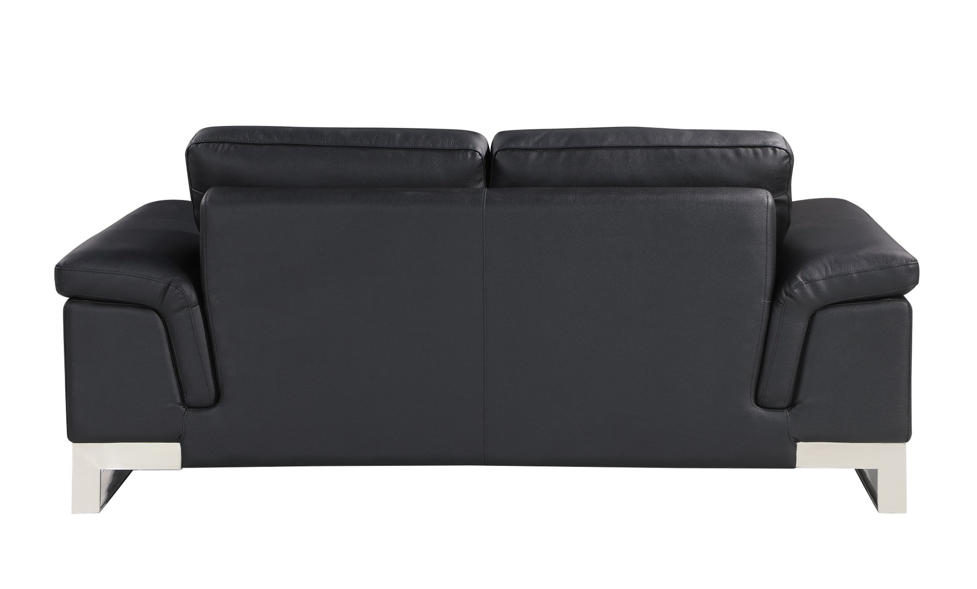 73" Black And Silver Genuine Leather Love Seat-5