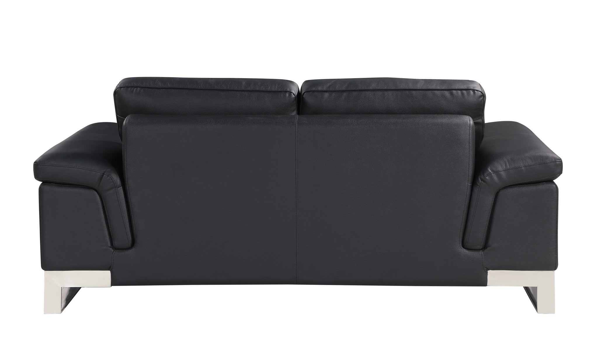 73" Black And Silver Genuine Leather Love Seat-5