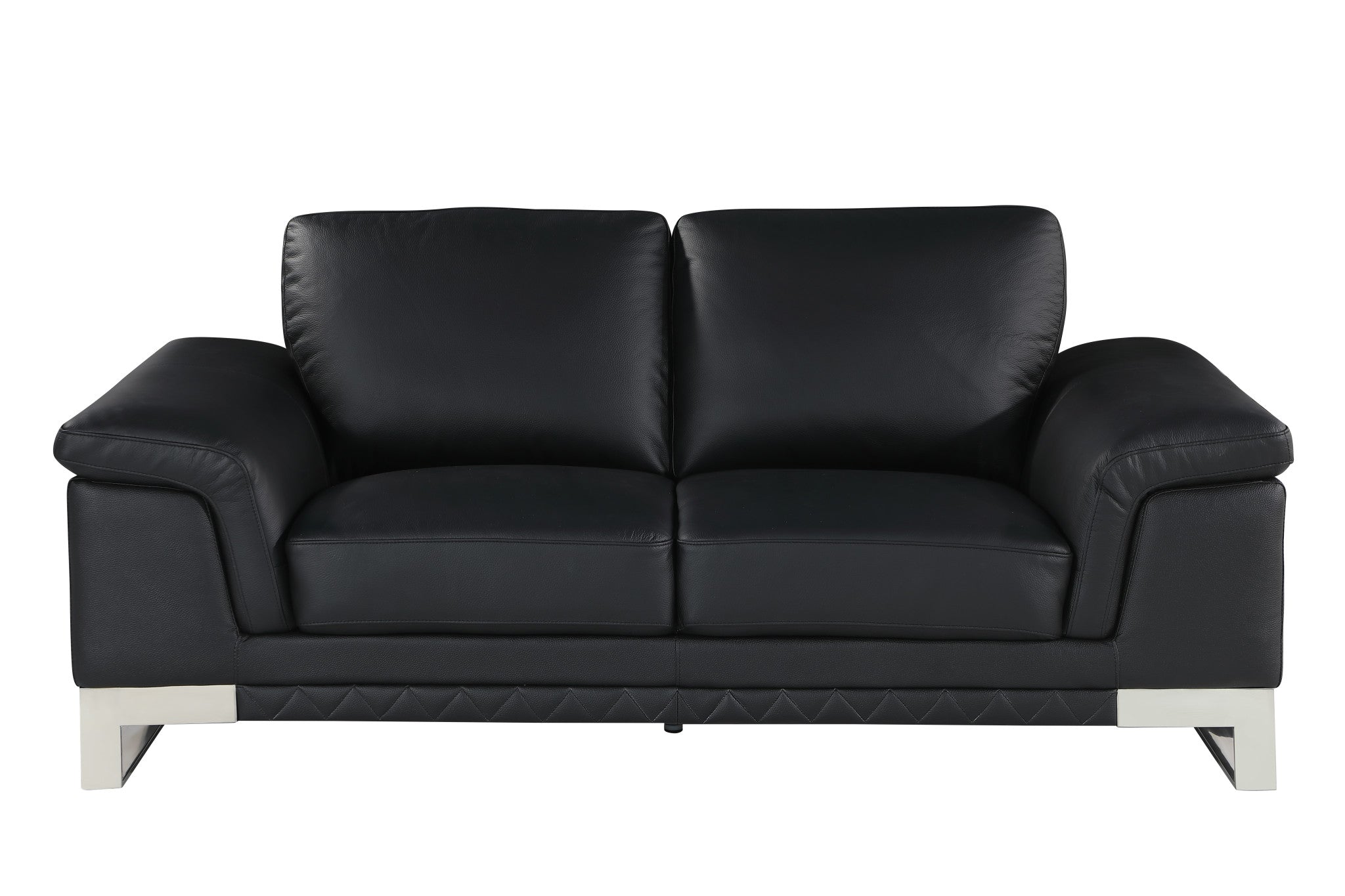73" Black And Silver Genuine Leather Love Seat-0