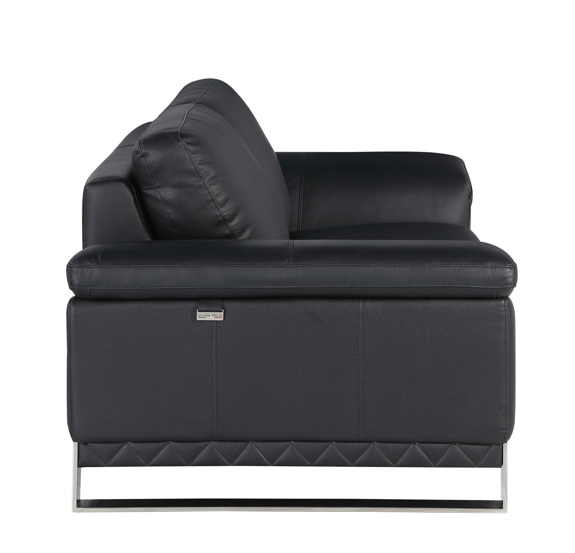 73" Black And Silver Genuine Leather Love Seat-4
