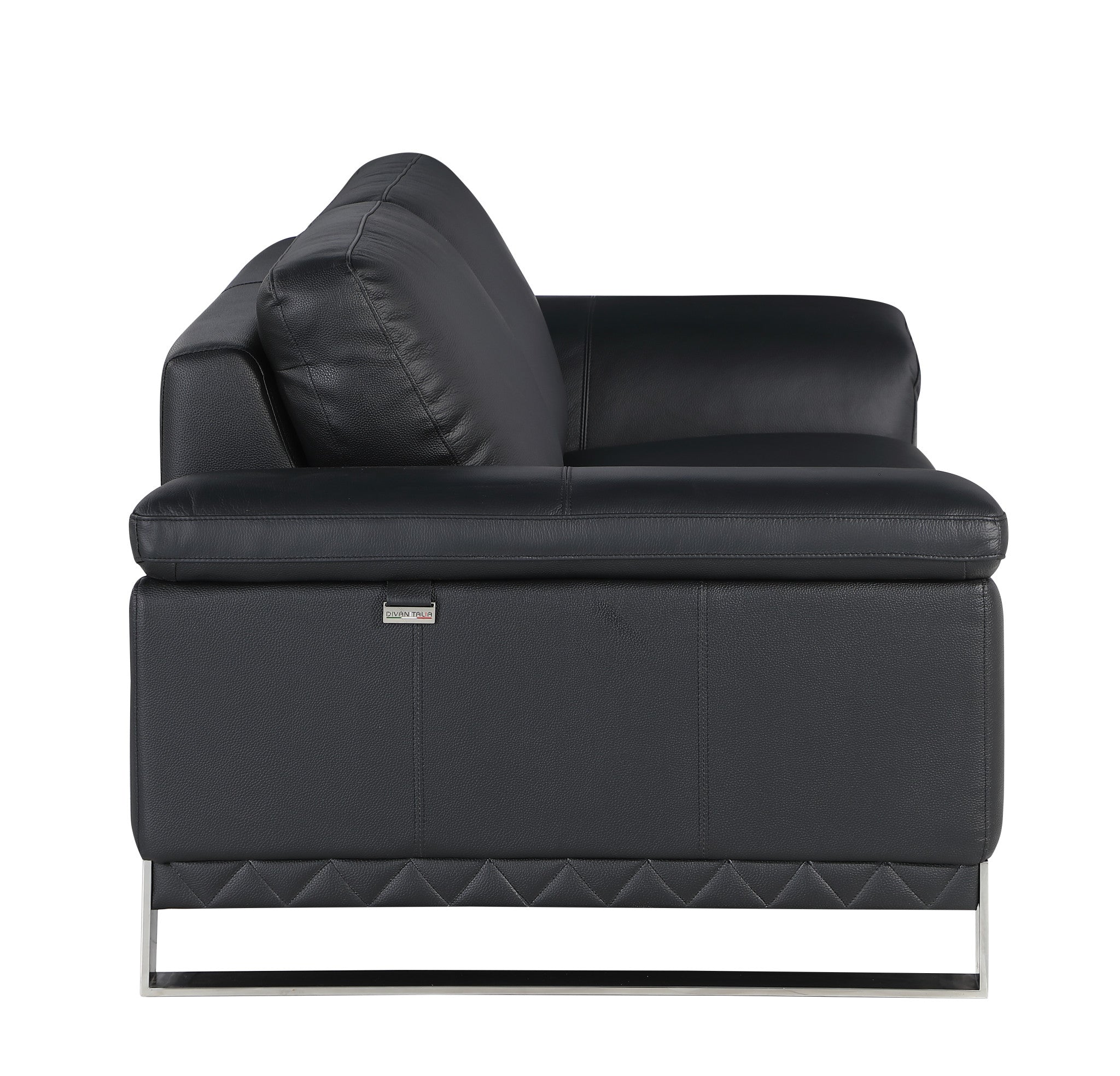 73" Black And Silver Genuine Leather Love Seat-4