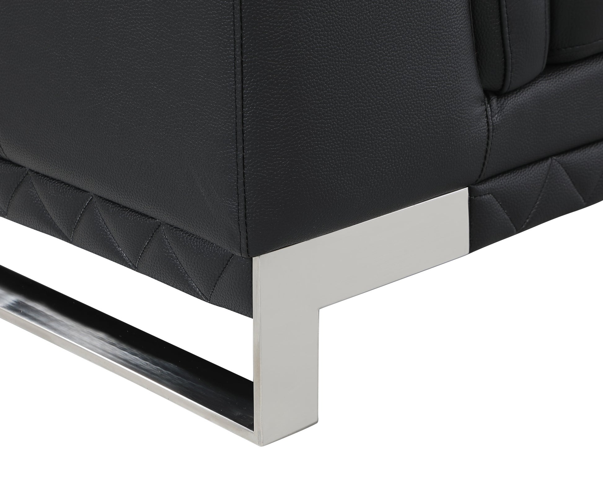 73" Black And Silver Genuine Leather Love Seat-6