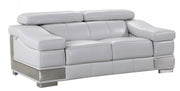 73" Light Gray And Silver Genuine Leather Love Seat-0