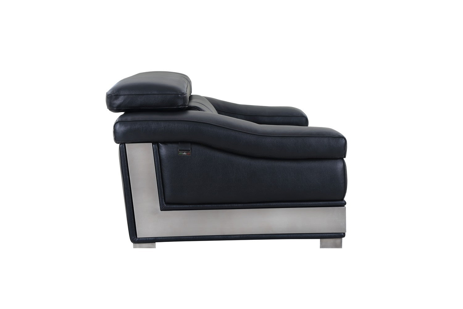 73" Black And Silver Genuine Leather Love Seat-3