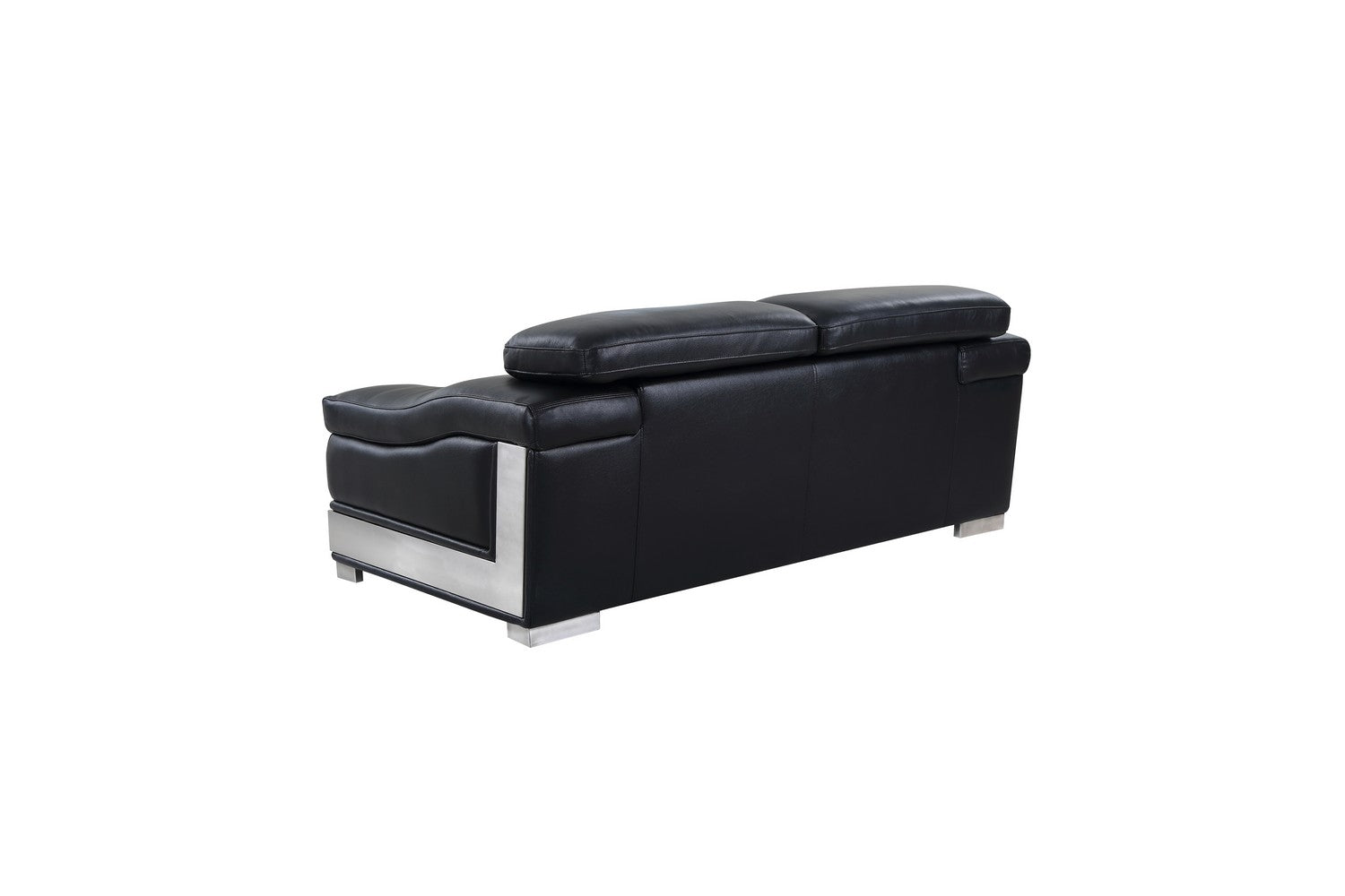 73" Black And Silver Genuine Leather Love Seat-4