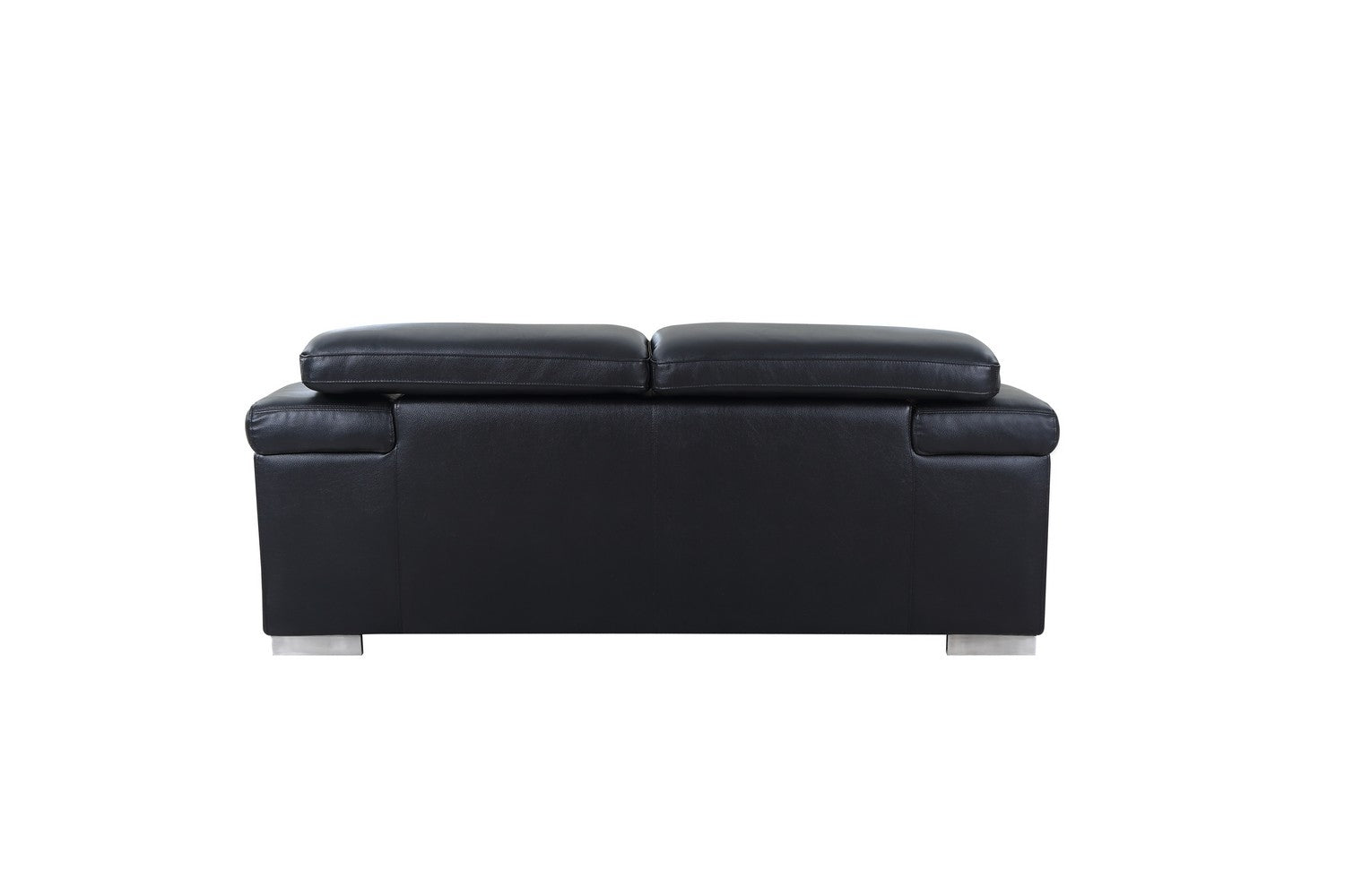 73" Black And Silver Genuine Leather Love Seat-5