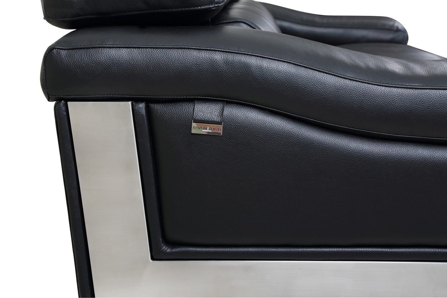 73" Black And Silver Genuine Leather Love Seat-6