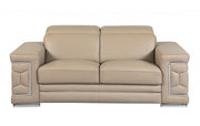 71" Beige And Silver Genuine Leather Love Seat-0