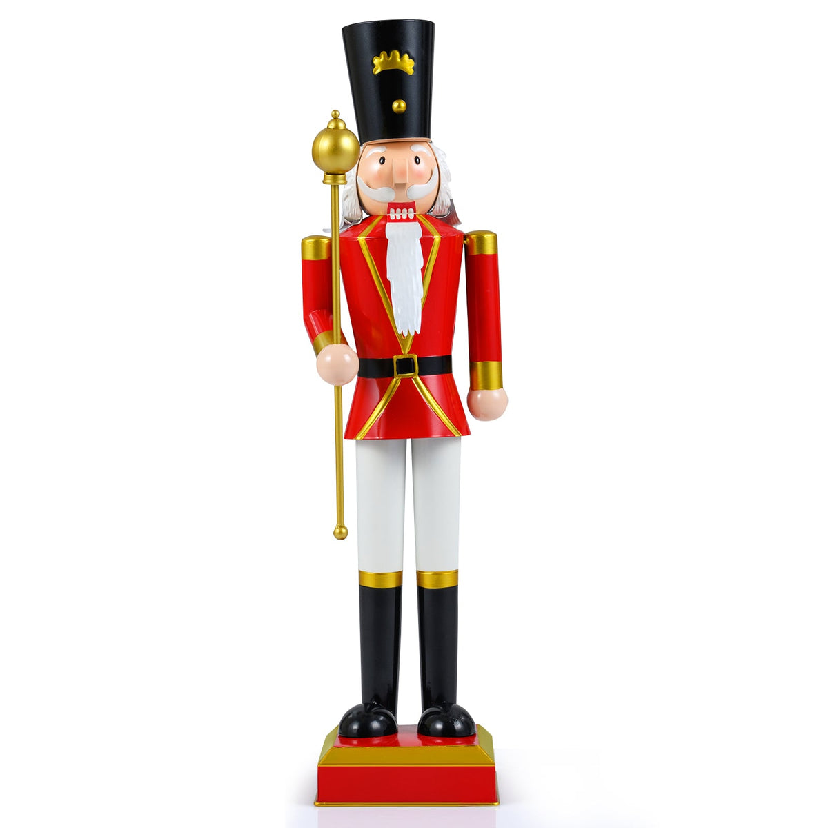 32.5 Inch Christmas Nutcracker with High Hat and Beautiful Scepter-Black & Red-Christmas Decorations & Accessories-DECOROLALA