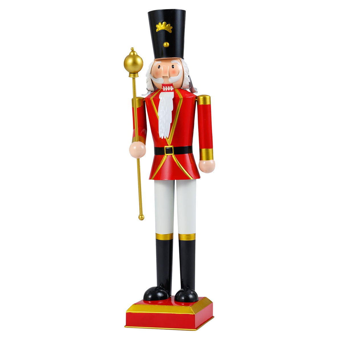 32.5 Inch Christmas Nutcracker with High Hat and Beautiful Scepter-Black & Red-Christmas Decorations & Accessories-DECOROLALA
