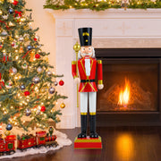 32.5 Inch Christmas Nutcracker with High Hat and Beautiful Scepter-Black & Red-Christmas Decorations & Accessories-DECOROLALA