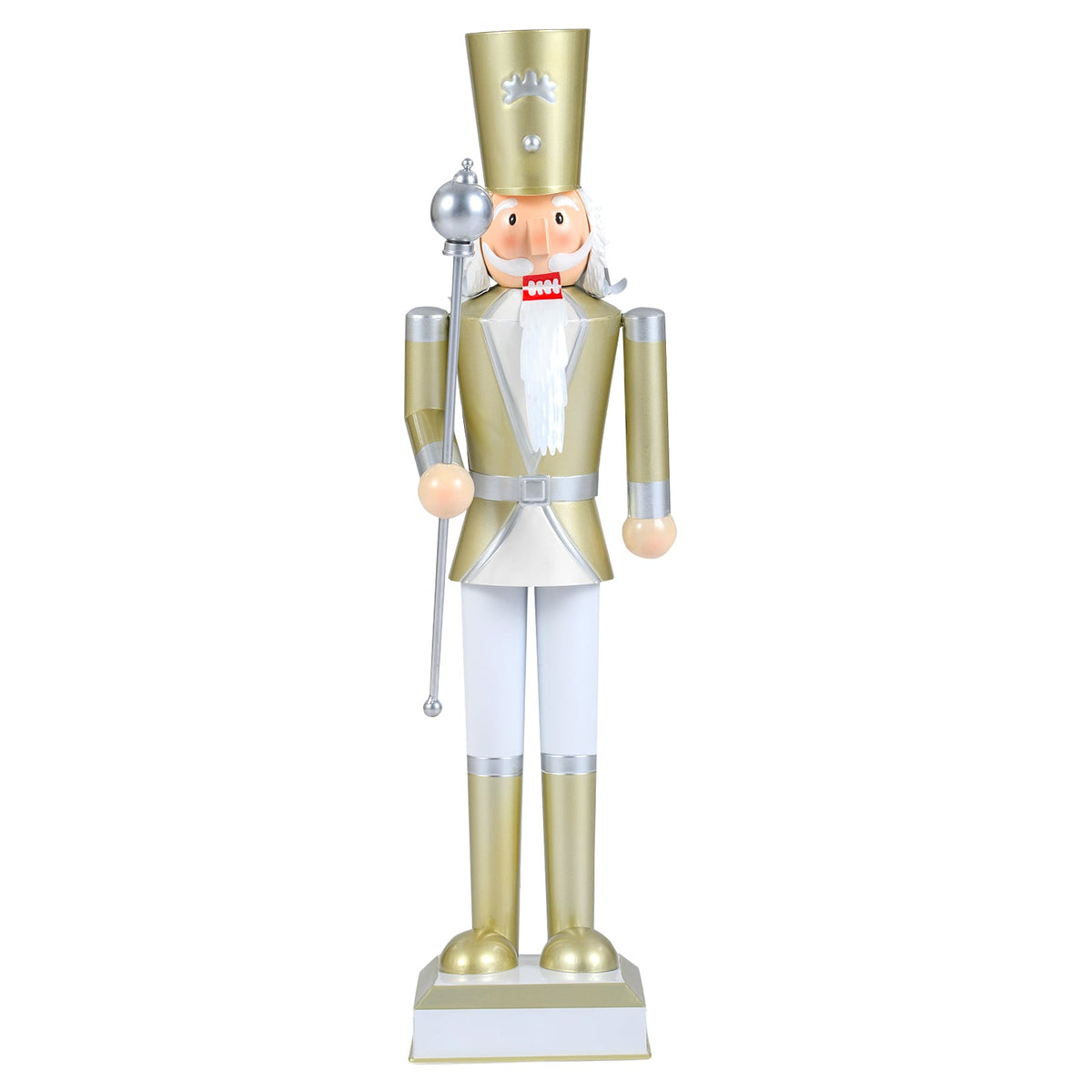 32.5 Inch Christmas Nutcracker with High Hat and Beautiful Scepter-White & Golden-Christmas Decorations & Accessories-DECOROLALA