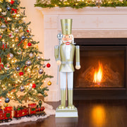 32.5 Inch Christmas Nutcracker with High Hat and Beautiful Scepter-White & Golden-Christmas Decorations & Accessories-DECOROLALA