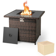 32.5 Inch Propane Fire Pit Table 5000 BTU with Tempered Glass Tabletop-Brown-Fire Pit Tables-DECOROLALA