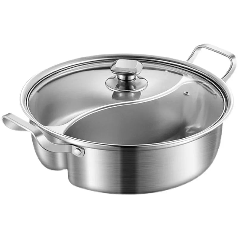 32cm 316 Stainless Steel Twin Divided Hot Pot Silver-Stock Pots-DECOROLALA