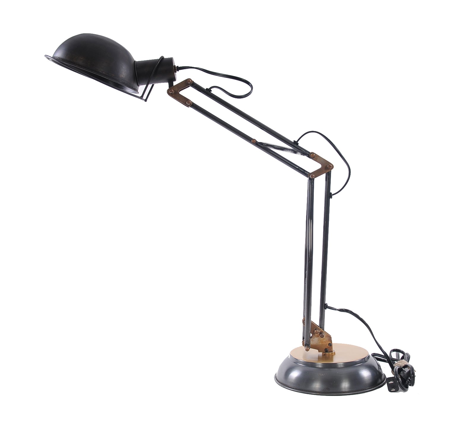 33" Black Metal Desk Table Lamp With Black Bowl Shade-Table Lamps-DECOROLALA