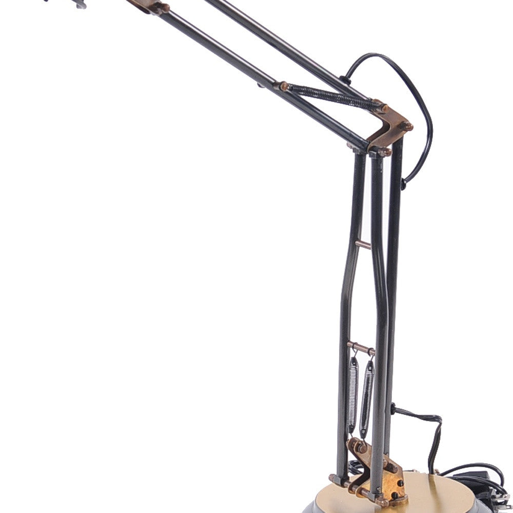 33" Black Metal Desk Table Lamp With Black Bowl Shade-Table Lamps-DECOROLALA