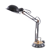 33" Black Metal Desk Table Lamp With Black Bowl Shade-Table Lamps-DECOROLALA