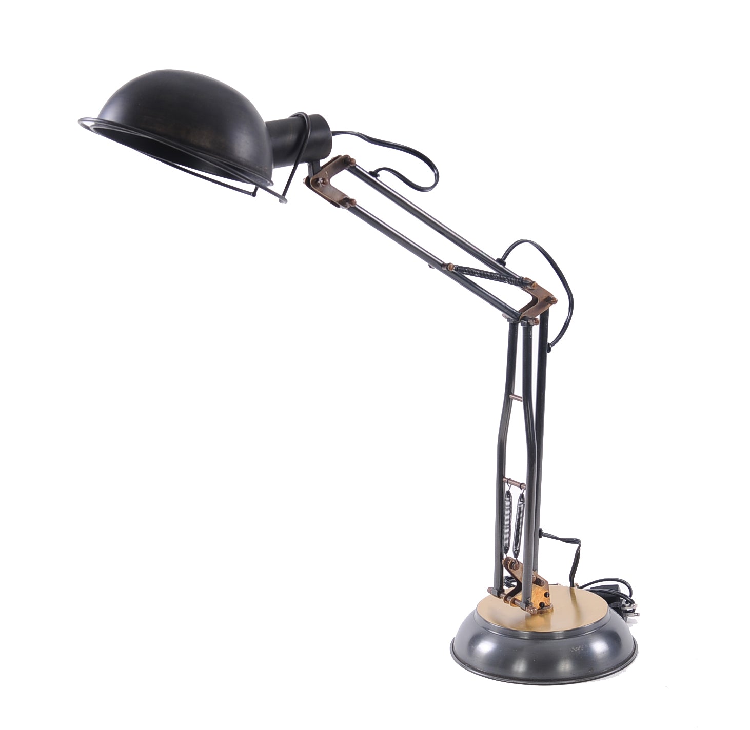 33" Black Metal Desk Table Lamp With Black Bowl Shade-Table Lamps-DECOROLALA