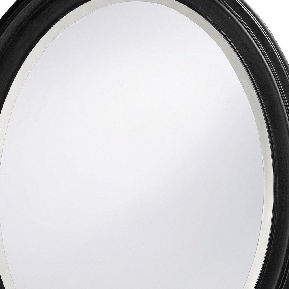 33" Black Oval Framed Accent Mirror-Mirrors-DECOROLALA