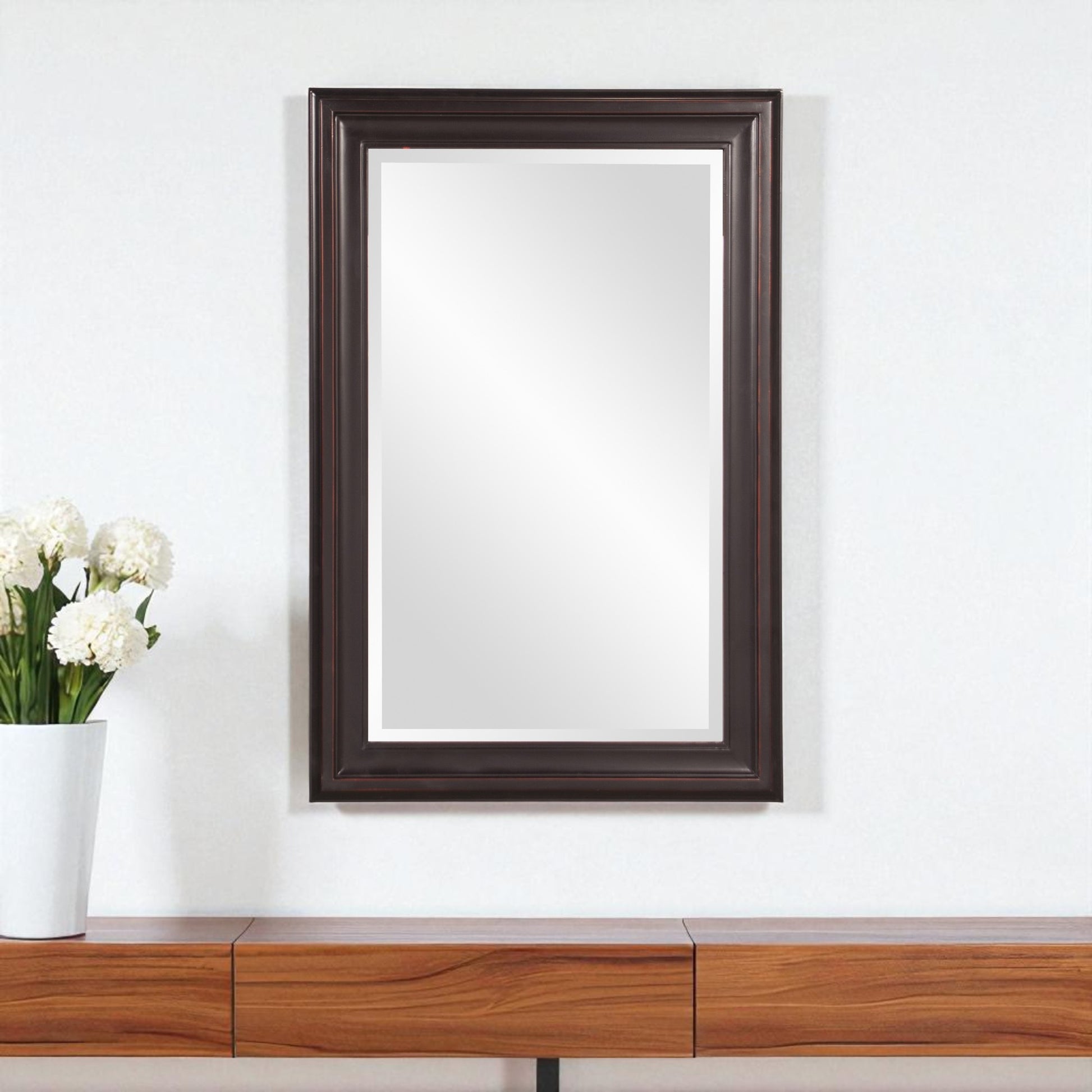 33" Bronze Wood Accent Mirror-Mirrors-DECOROLALA