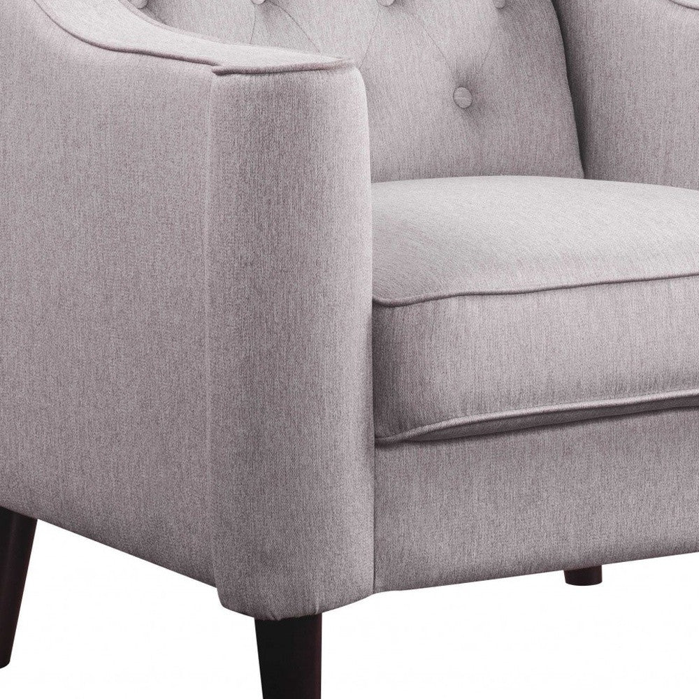 33" Cream and Black Fabric Arm Chair-Accent Chairs-DECOROLALA