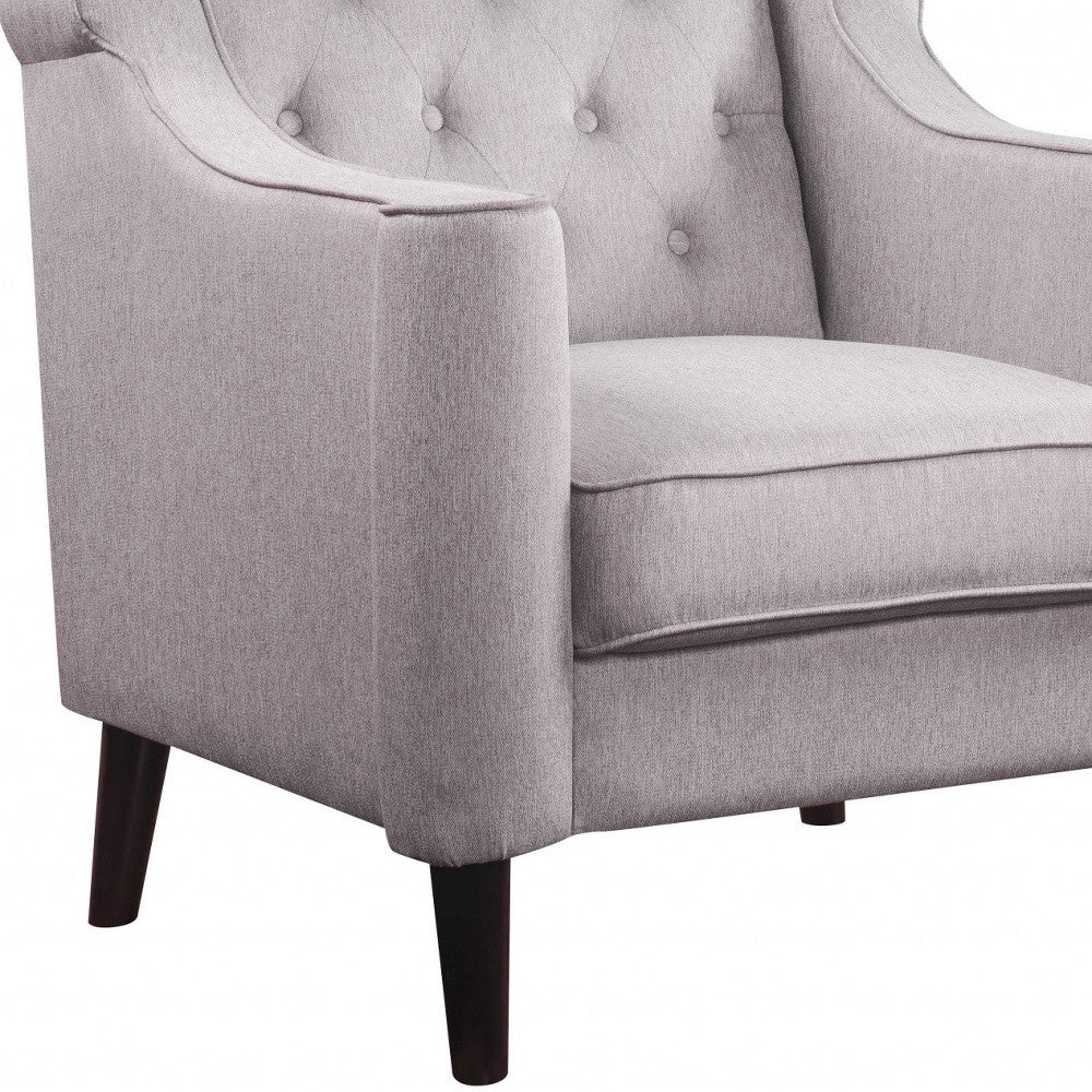 33" Cream and Black Fabric Arm Chair-Accent Chairs-DECOROLALA