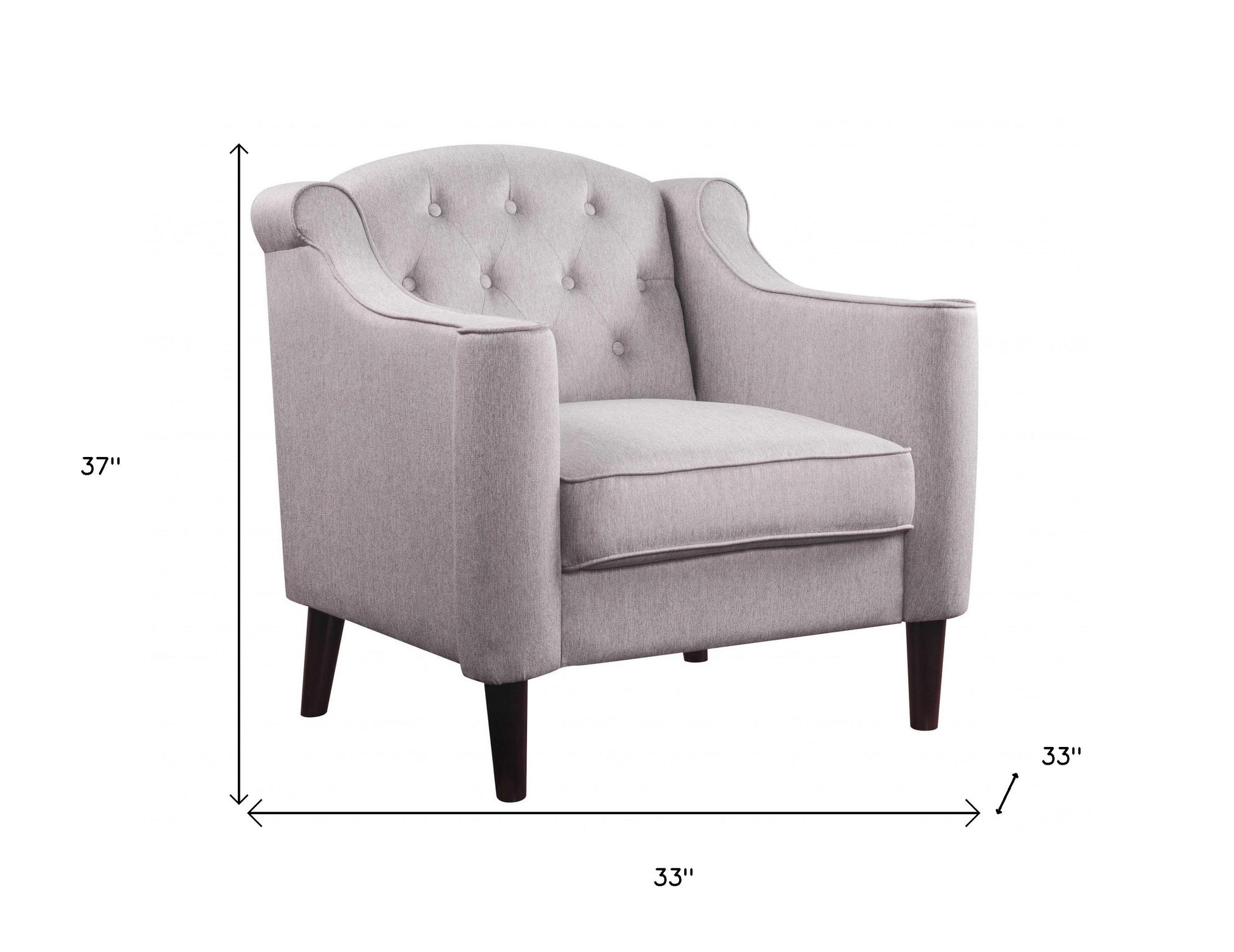 33" Cream and Black Fabric Arm Chair-Accent Chairs-DECOROLALA