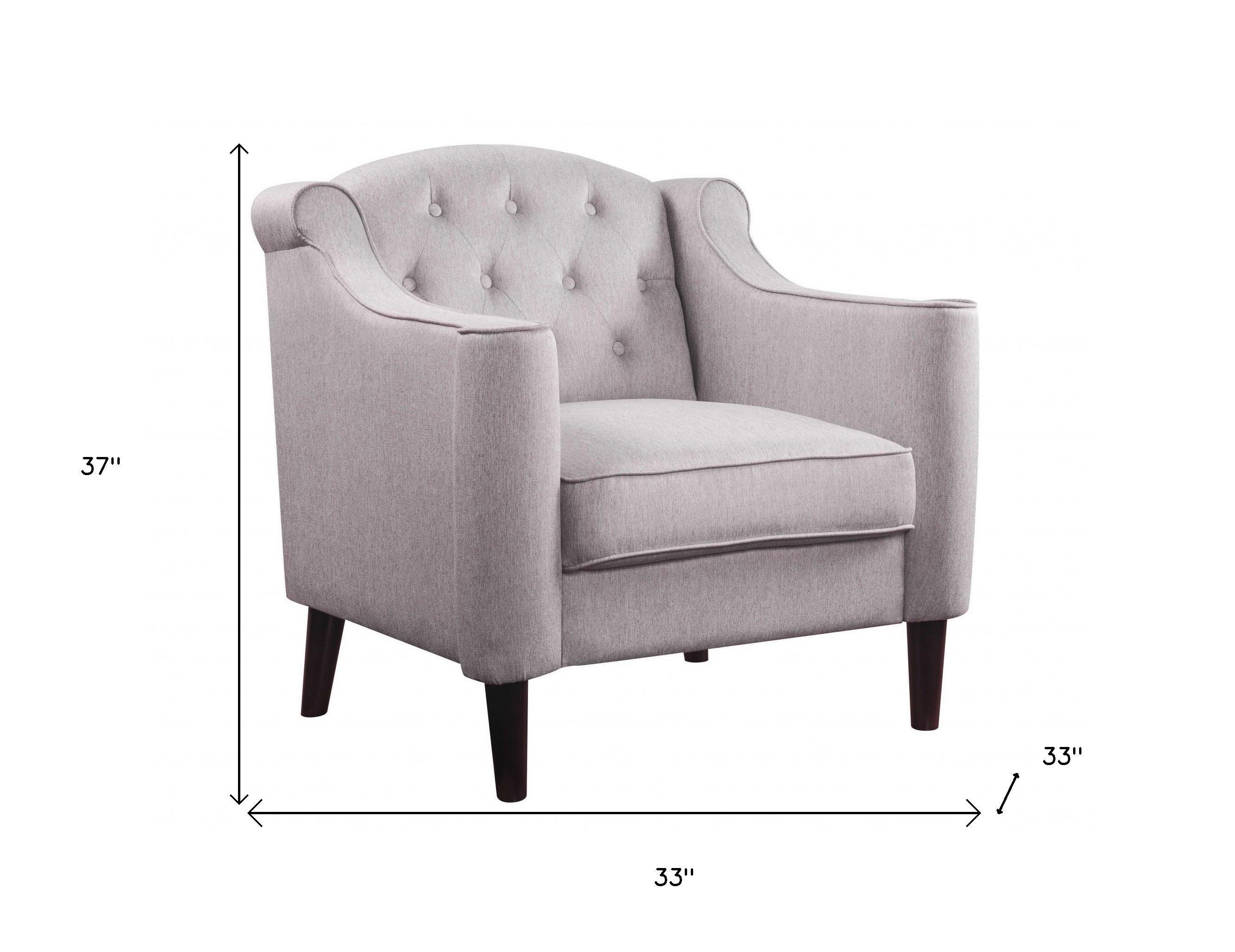 33" Cream and Black Fabric Arm Chair-Accent Chairs-DECOROLALA