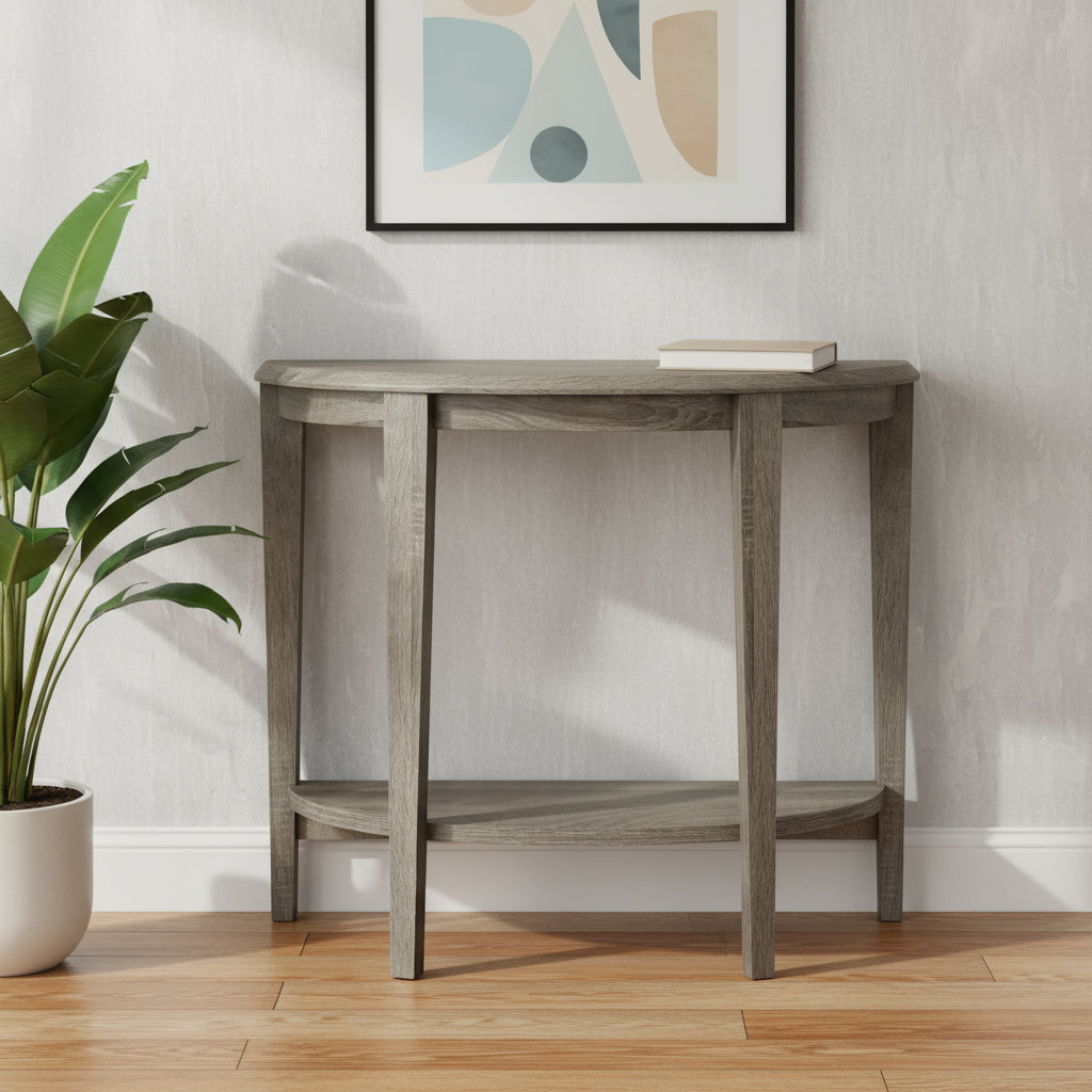 33" Deep Taupe End Table With Shelf-End-Side Tables-DECOROLALA