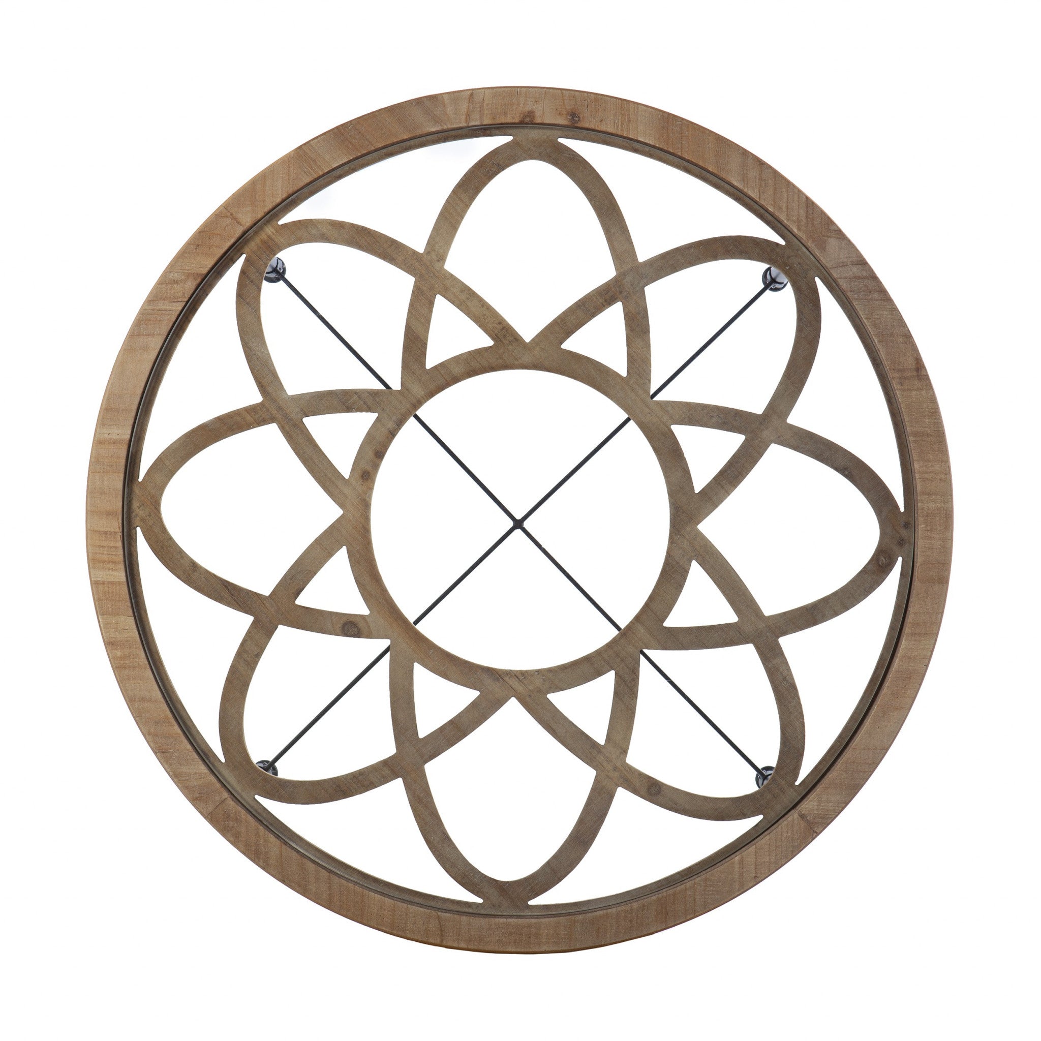 33" Floral Design Glass Top Round Coffee Table-Coffee Tables-DECOROLALA