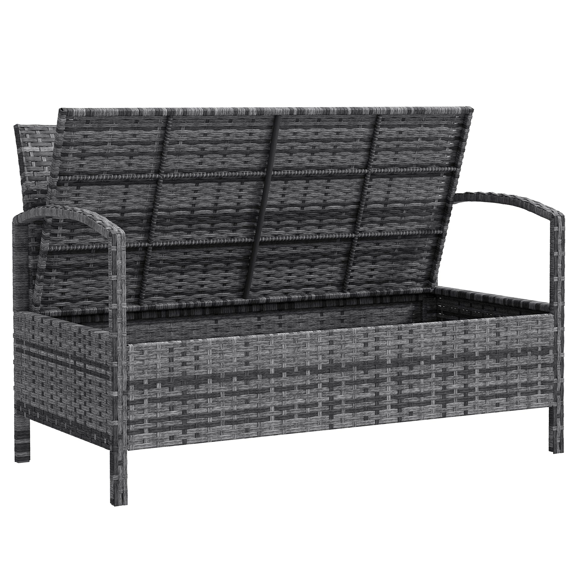 33 Gallon Outdoor Bench with Storage, Wicker Grey-DECOROLALA