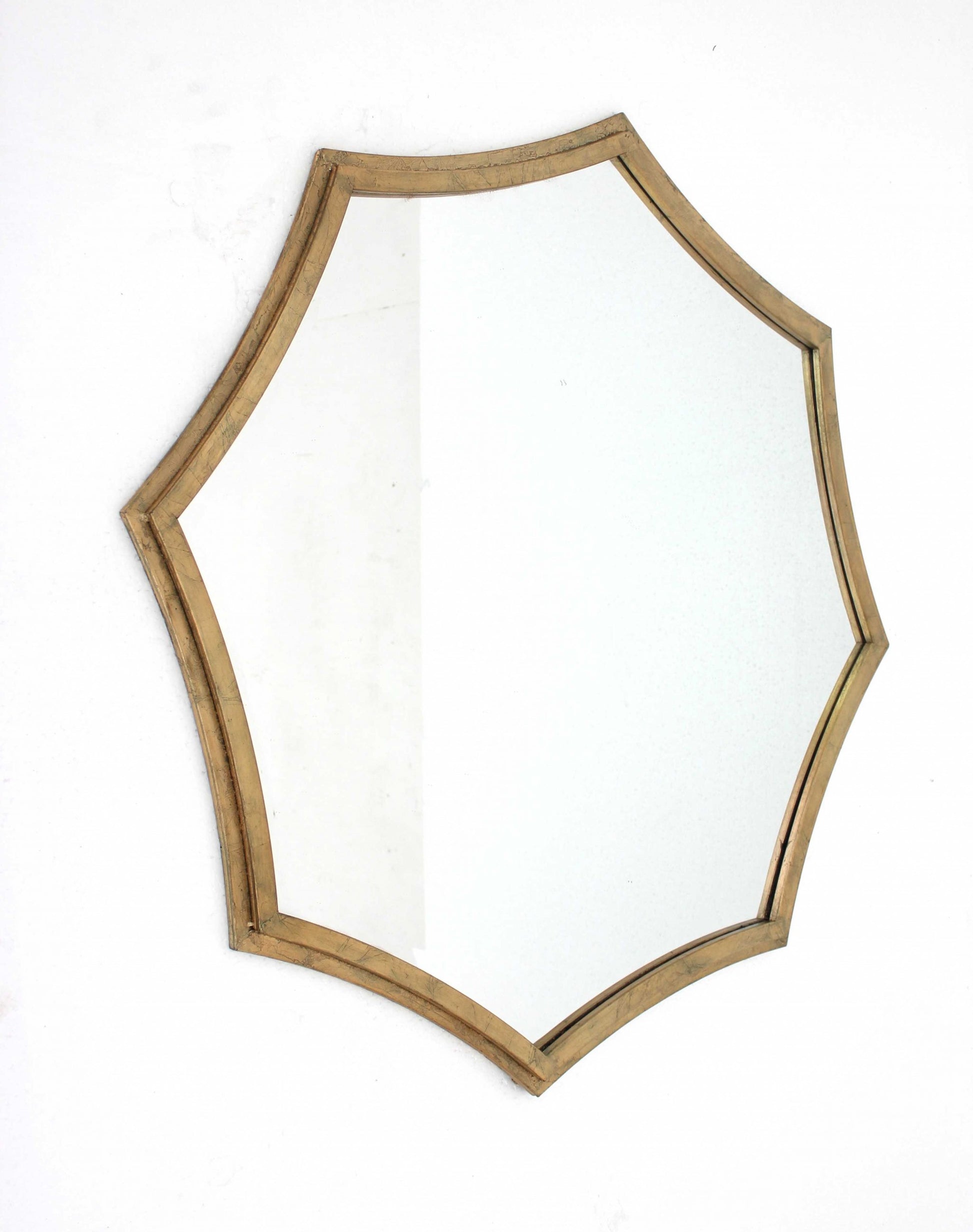 33" Gold Octagon Metal Framed Accent Mirror-Mirrors-DECOROLALA