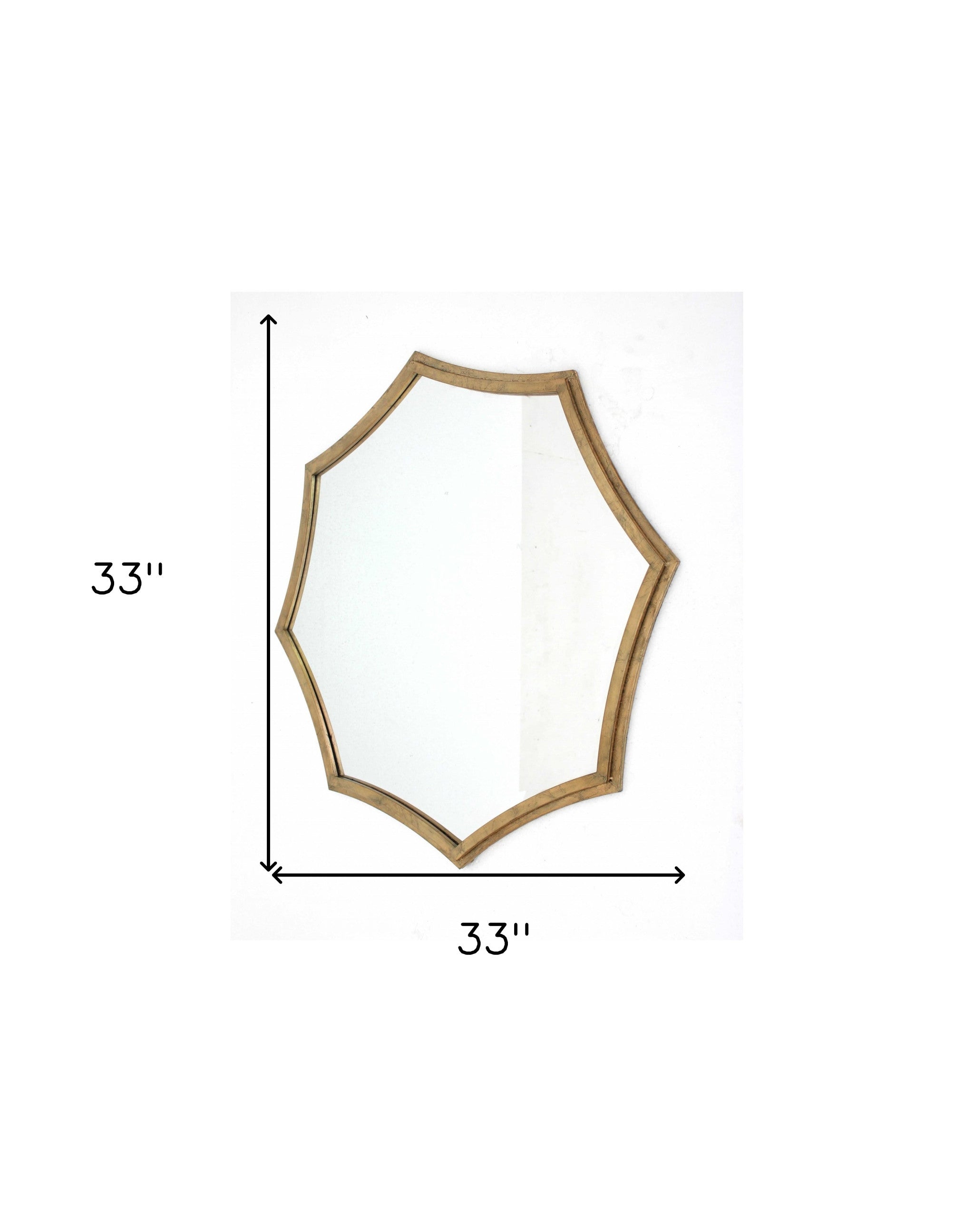 33" Gold Octagon Metal Framed Accent Mirror-Mirrors-DECOROLALA