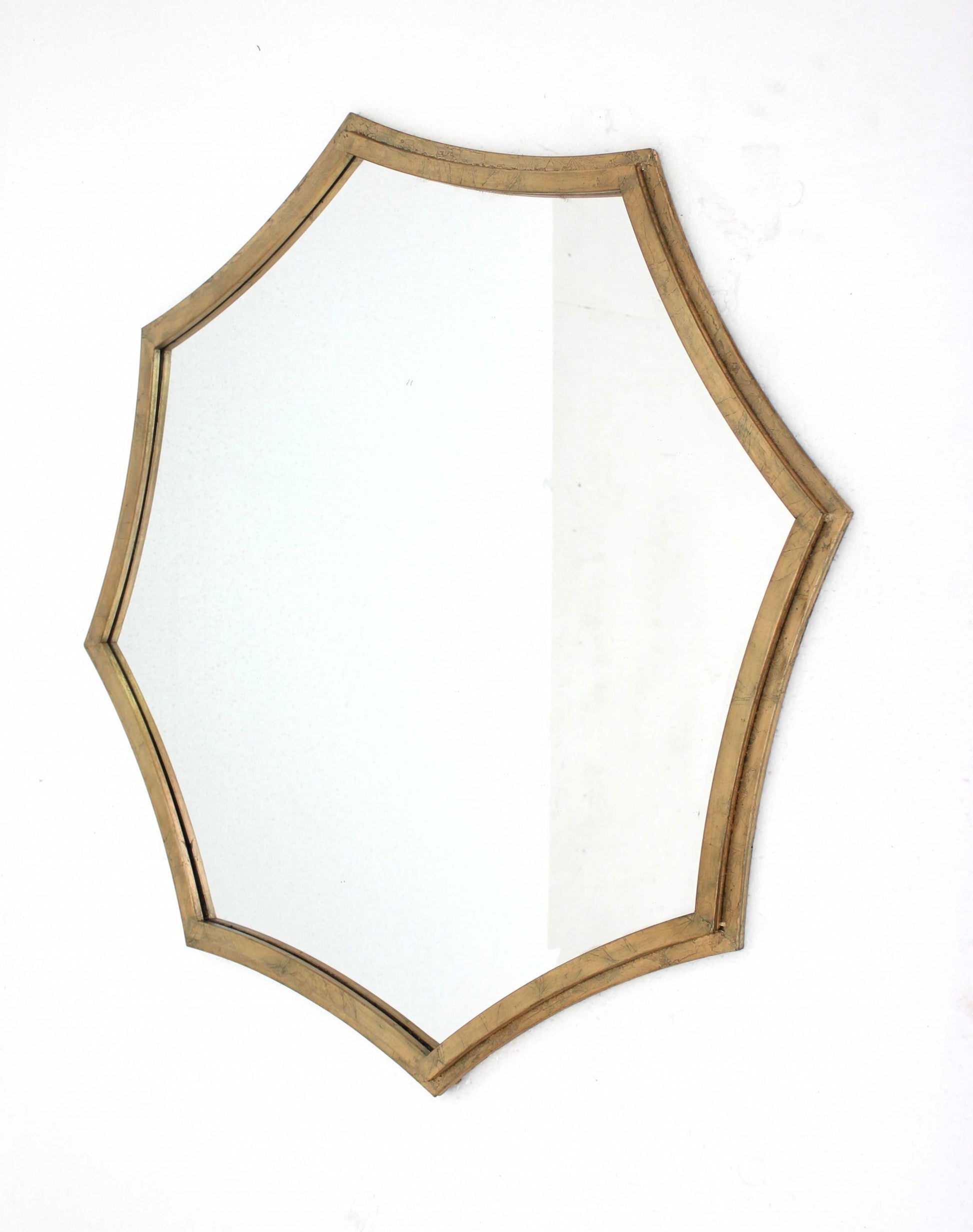 33" Gold Octagon Metal Framed Accent Mirror-Mirrors-DECOROLALA