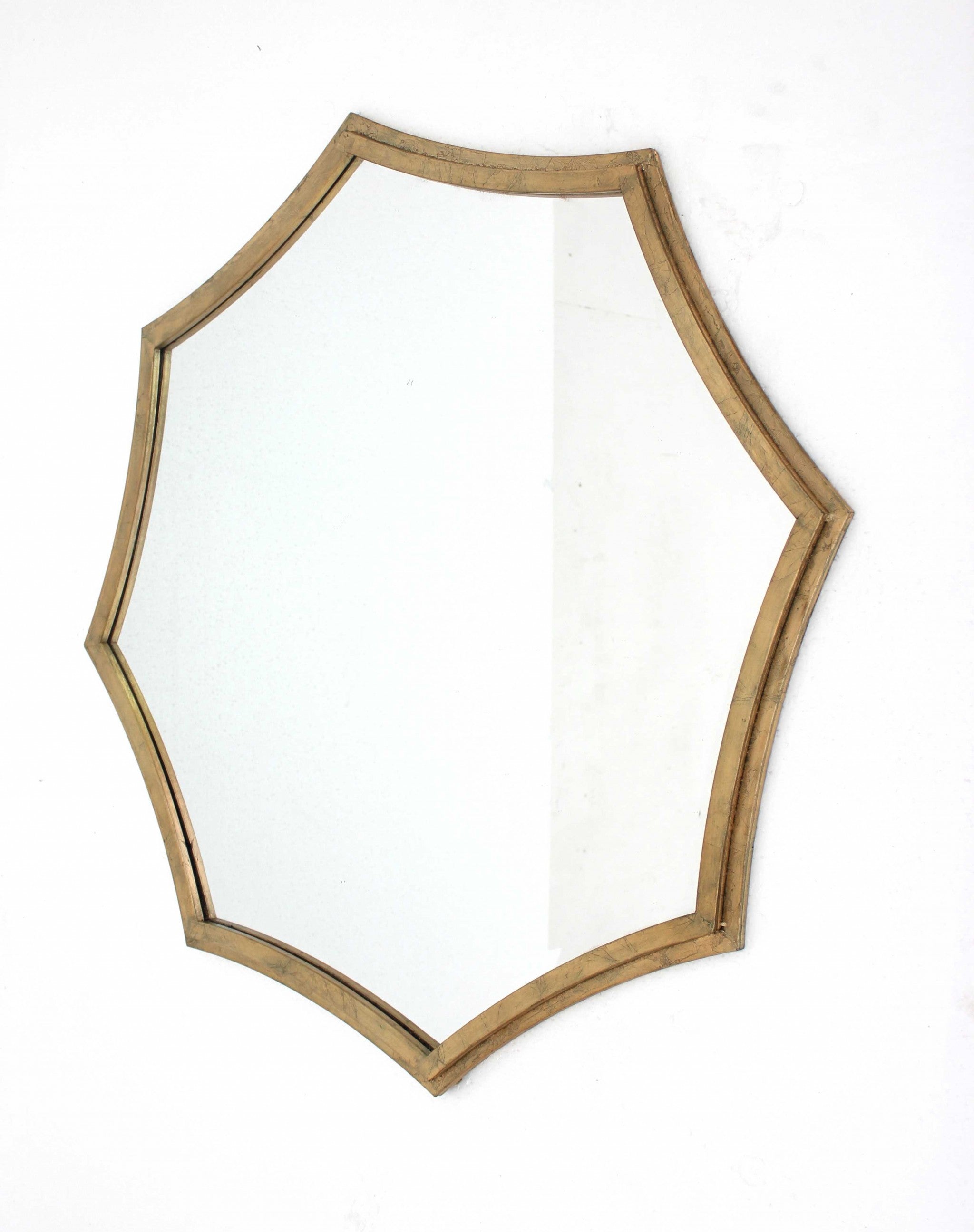 33" Gold Octagon Metal Framed Accent Mirror-Mirrors-DECOROLALA