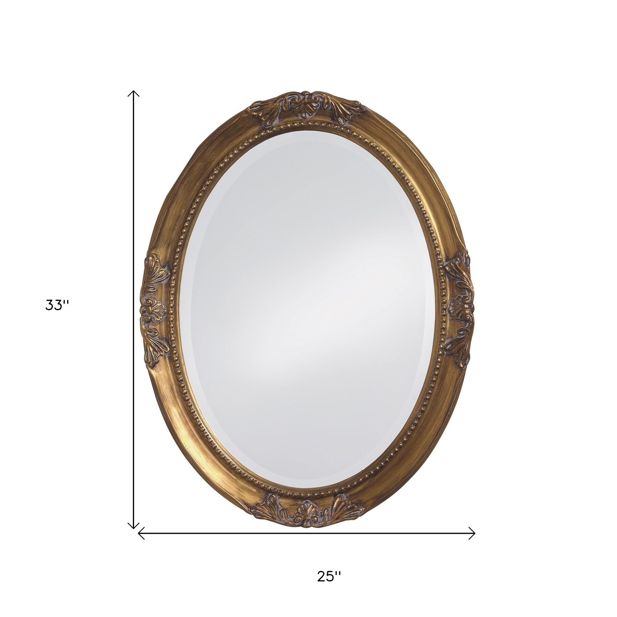 33" Gold Oval Framed Accent Mirror-Mirrors-DECOROLALA