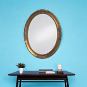 33" Gold Oval Framed Accent Mirror-Mirrors-DECOROLALA