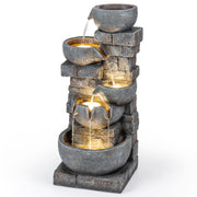 33" H Outdoor Water Fountain with LED Lights for Patio-Outdoor Water Fountains-DECOROLALA