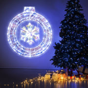 33 Inch Lighted Snowflake Wreath with Hanging Ring and Support Bracket-Christmas Decorations & Accessories-DECOROLALA