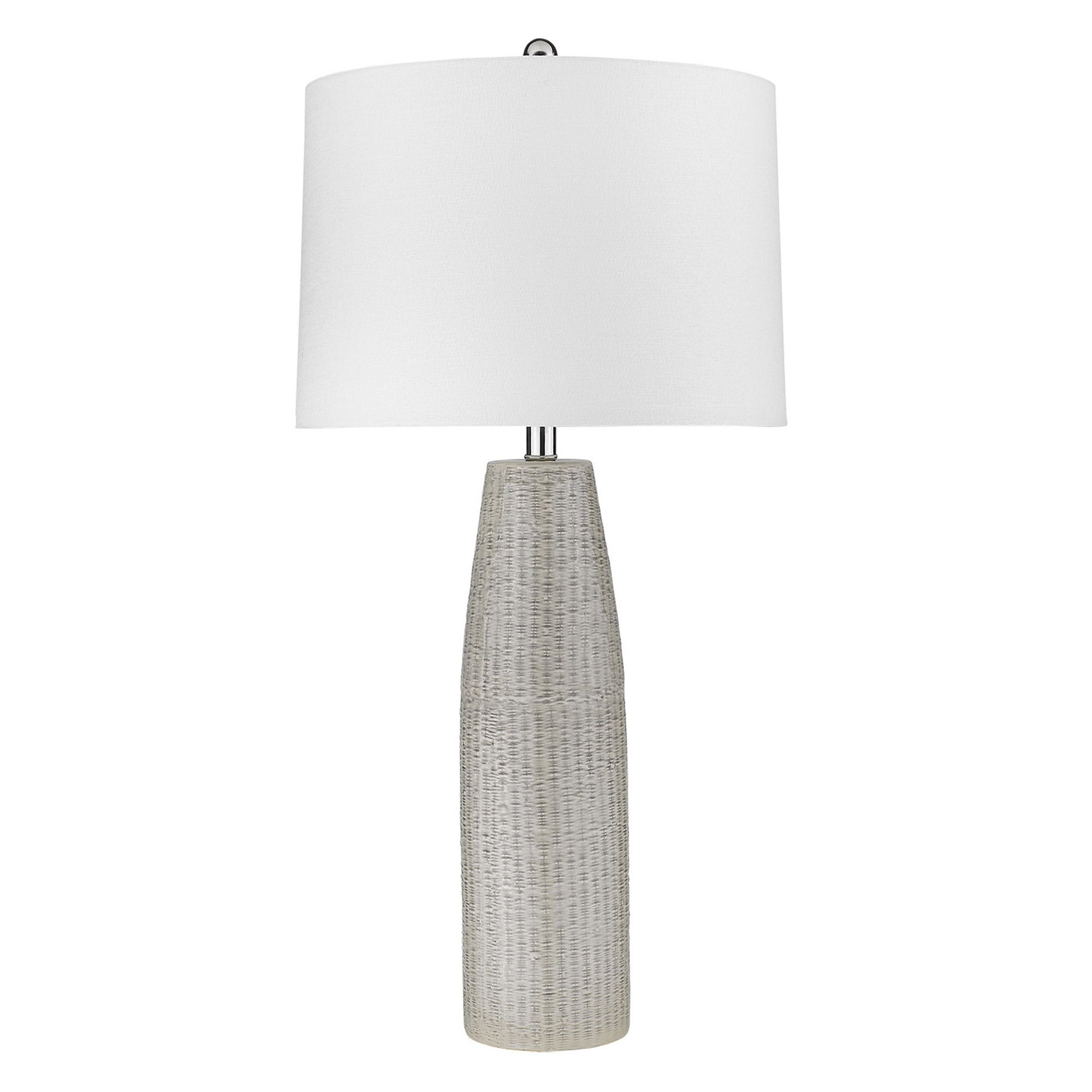 33" Light Gray Ceramic Table Lamp With White Drum Shade-Table Lamps-DECOROLALA