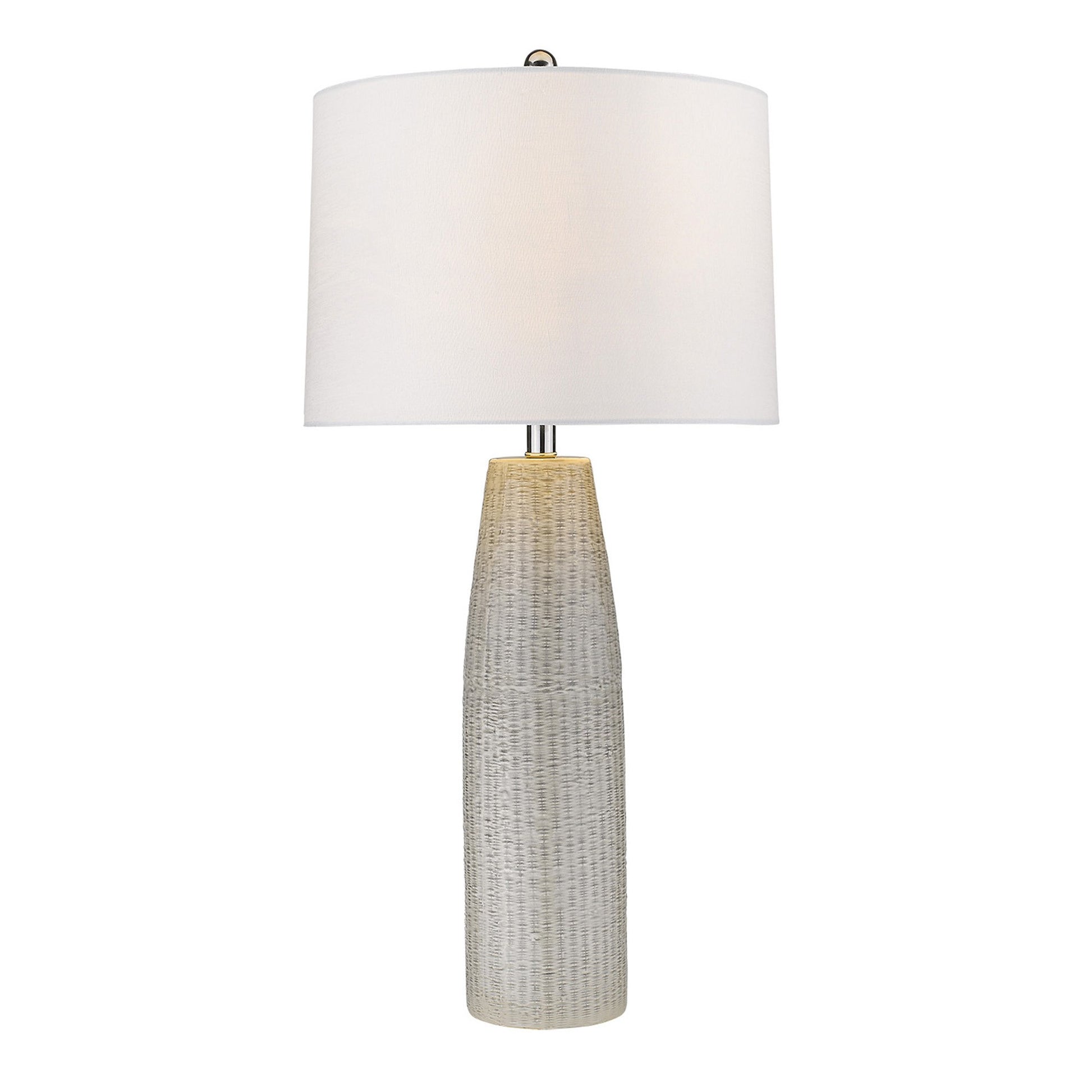 33" Light Gray Ceramic Table Lamp With White Drum Shade-Table Lamps-DECOROLALA