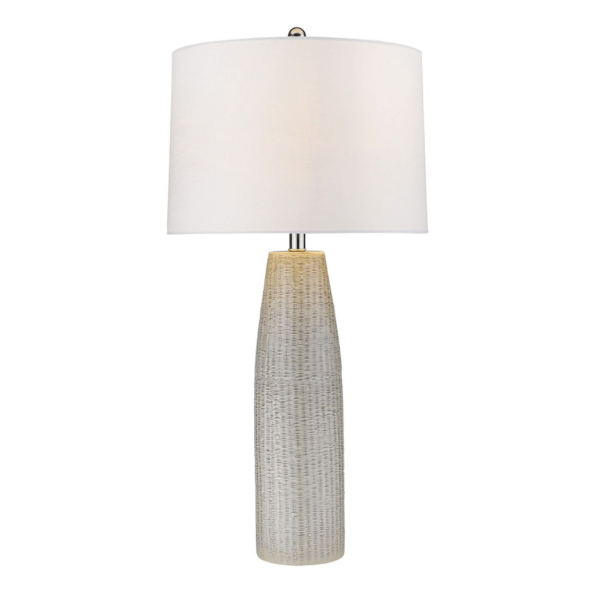 33" Light Gray Ceramic Table Lamp With White Drum Shade-Table Lamps-DECOROLALA