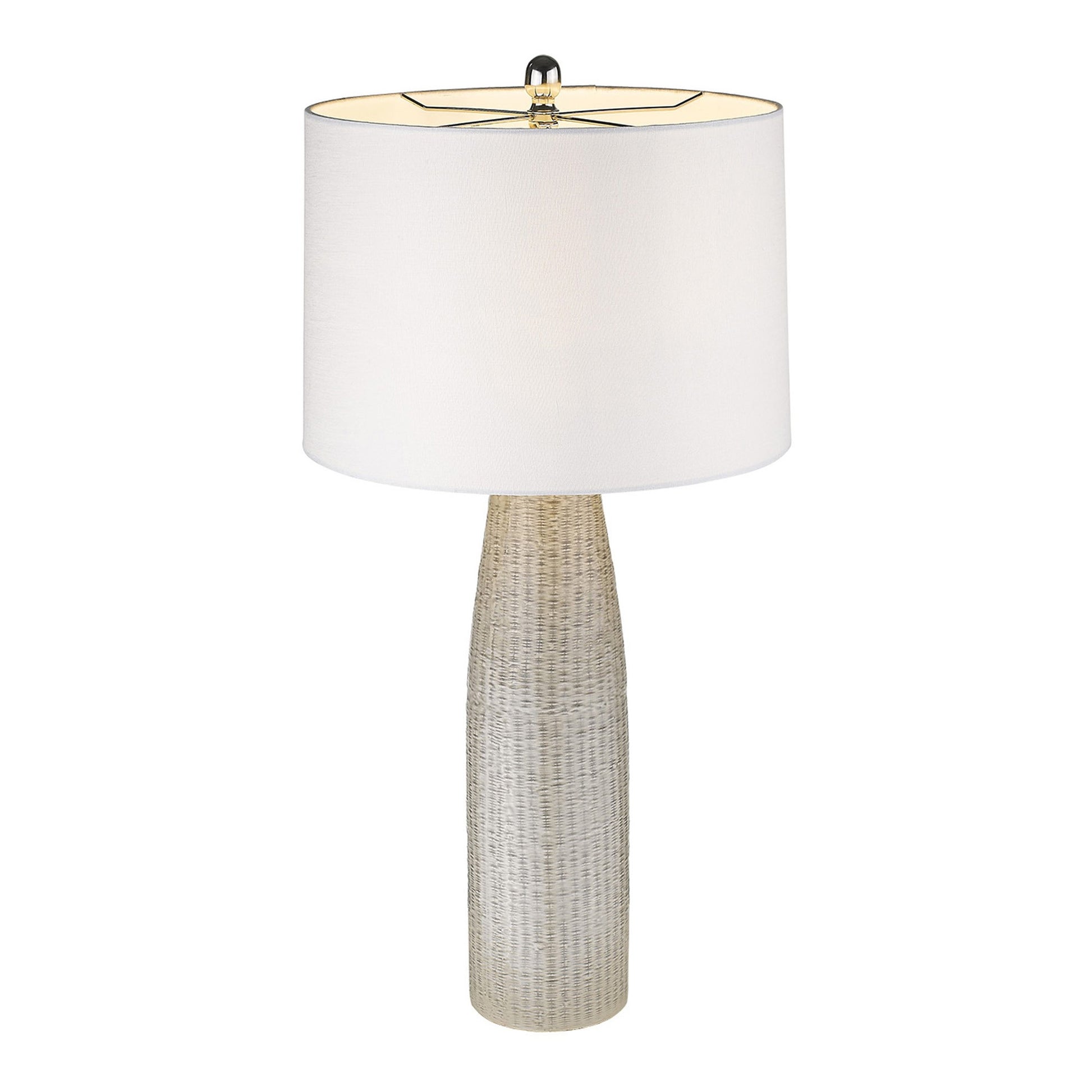 33" Light Gray Ceramic Table Lamp With White Drum Shade-Table Lamps-DECOROLALA