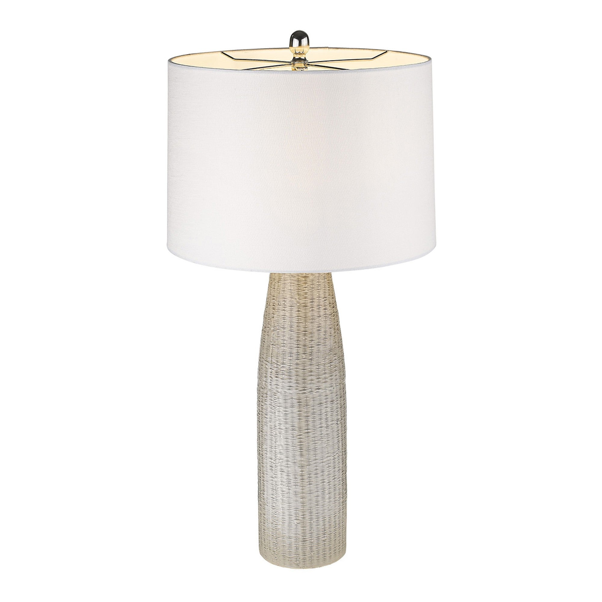 33" Light Gray Ceramic Table Lamp With White Drum Shade-Table Lamps-DECOROLALA
